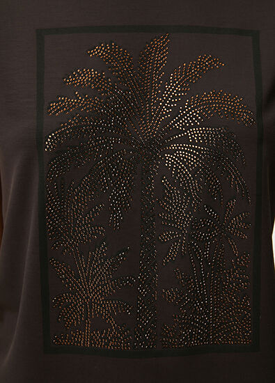 Beymen Club Kahverengi Palmiye Hotfix Viskon T-shirt - 6