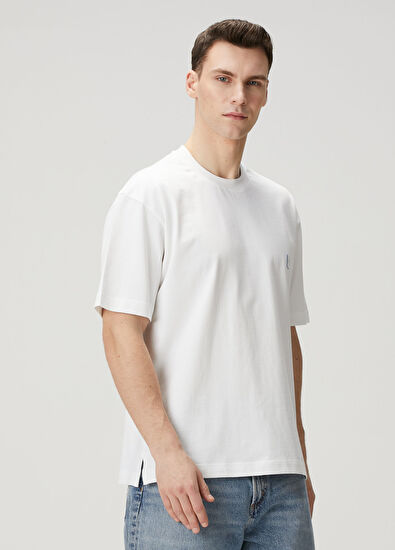Solid Homme Beyaz Logo Detaylı T-shirt - 3