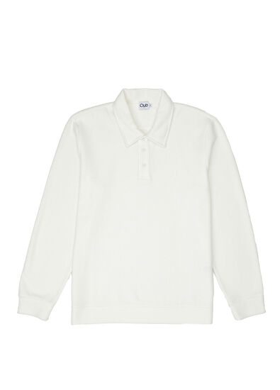 Beymen Club Comfort Fit Kırık Beyaz Polo Yaka Sweatshirt - 5