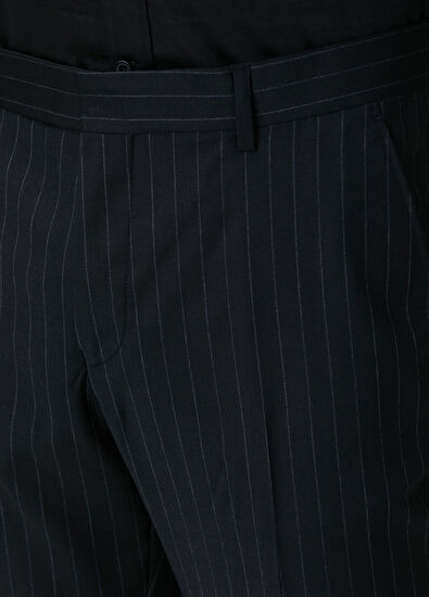 Siyah Çizgi Desenli Yün Takım Elbise - Görsel 11