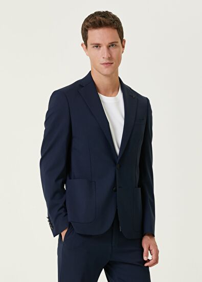 Beymen Club Slim Fit Koyu Lacivert Diyagonal Doku Takım Elbise - 6