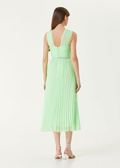 Self Portrait Yeşil Taşlı Kemerli Midi Kokteyl Elbise - 5