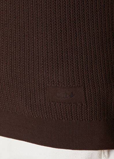 Beymen Club Kahverengi Polo Yaka Kısa Kollu Dokulu Triko - 7