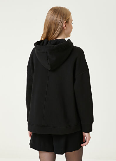 Beymen Club Siyah Kapüşonlu Nakışlı Sweatshirt - 6