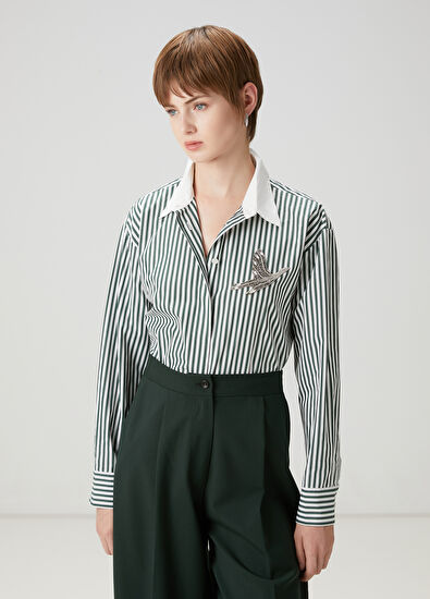 Beymen Club Green White Striped Shirt - 3