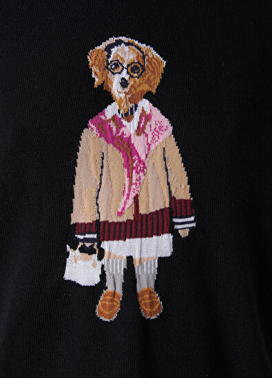Beymen Club Black Dog Jacquard Sweater - 6