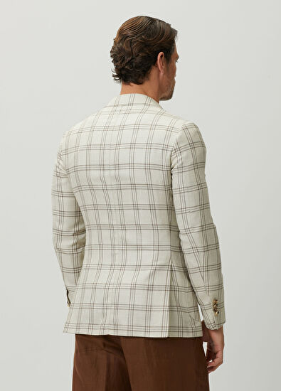 LUIGI BORRELLI Light Gray Plaid Wool Jacket - 4