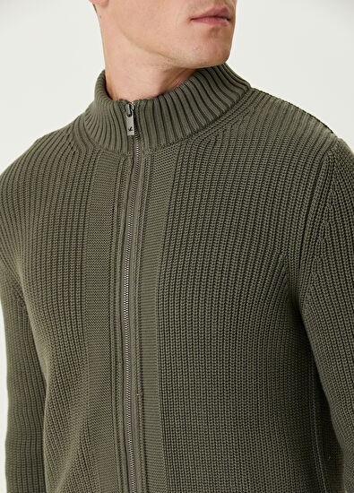 Beymen Club Khaki Rib Braided Cardigan - 6