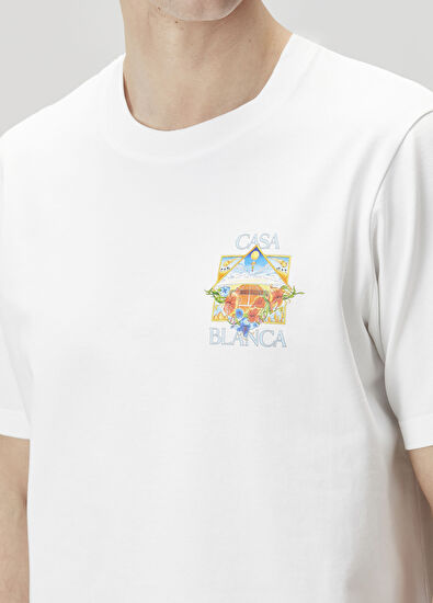Casablanca Tennis Landscape Beyaz Organik Pamuk T-shirt - 6