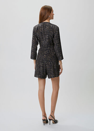 Beymen Club Khaki leopard print silk mini jumpsuit - 5