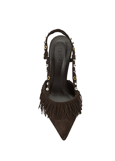 Beymen Club Brown Stud Slingback Pump - 4