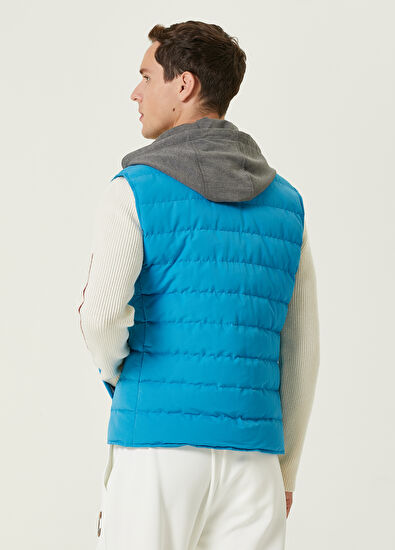 Beymen Club Turkuaz Jersey Kapüşonlu Puff Yelek - 5