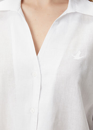 Beymen Club Beyaz Keten Gömlek - 5