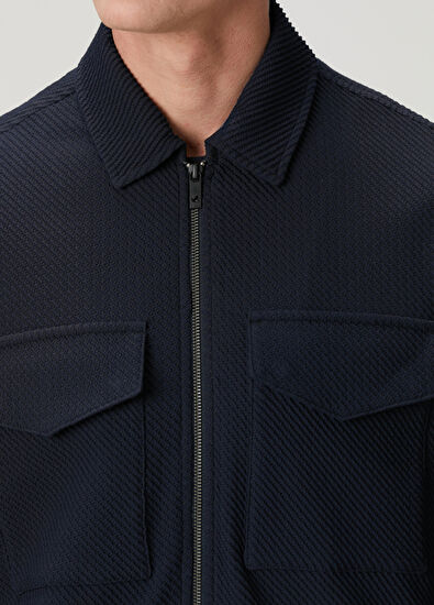Beymen Club Lacivert Diyagonal Desenli Örme Ceket - 7