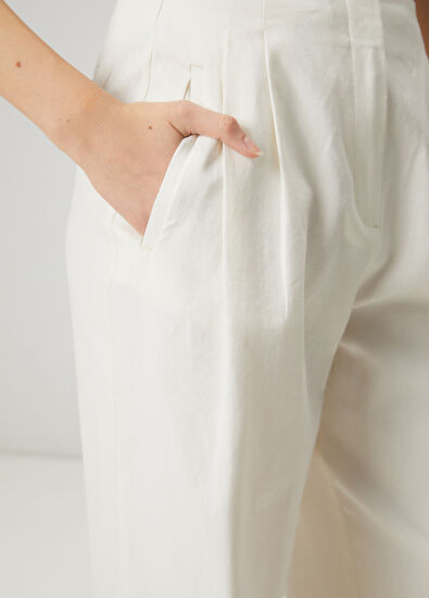 Beymen Club Off-white linen palazzo trousers - 5