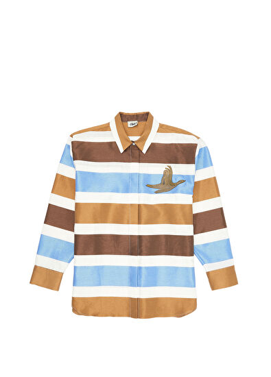 Beymen Club Mavi Kahve Çizgili Gömlek - 7