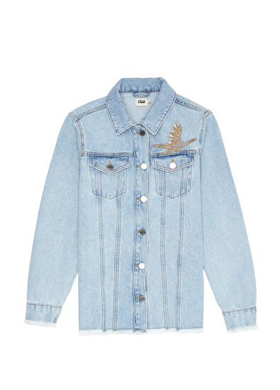 Beymen Club Mavi İşlemeli Logolu Denim Ceket - 7