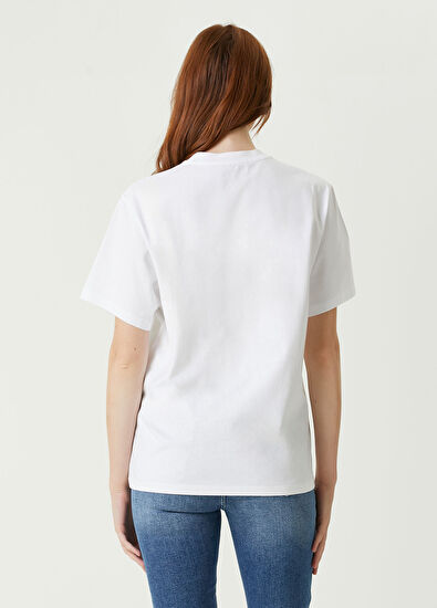 Stella McCartney Beyaz Dudak İşlemeli T-shirt - 5