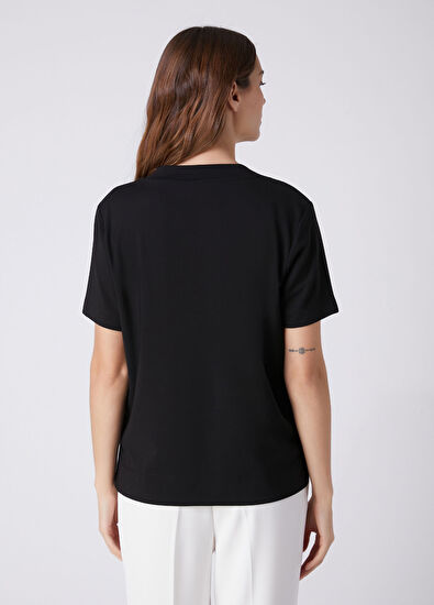Beymen Club Siyah Yanı Yırtmaçlı Basic T-shirt - 5