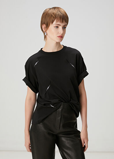 Beymen Club Siyah Taşlı T-shirt - 3