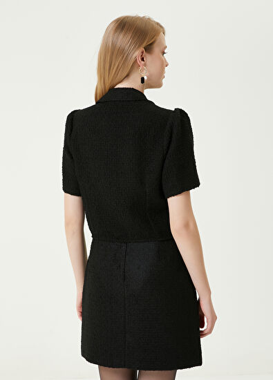 Beymen Club Siyah Metal Düğmeli Tweed Bluz - 6