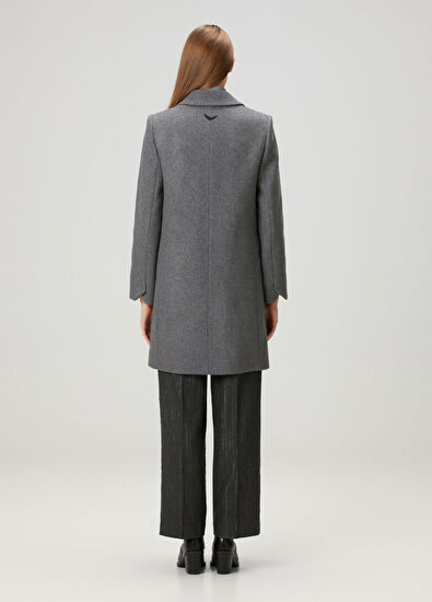 Gri Yün Palto - Görsel 5
