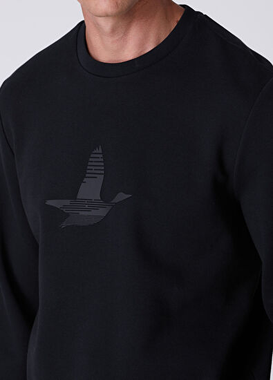 Beymen Club Comfort Fit Black Goose Artwork Long Sleeve Tshirt - 6