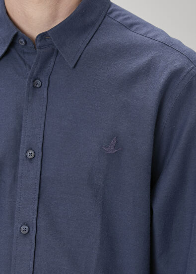 Beymen Club Comfort Fit Koyu Mavi Flanel Dokulu Gömlek - 6