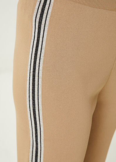 Beymen Club Camel Simli Şerit Detaylı Triko Pantolon - 4