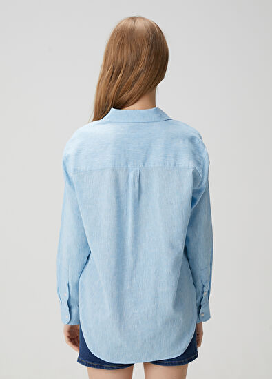 Beymen Club Mavi Keten Gömlek - 4