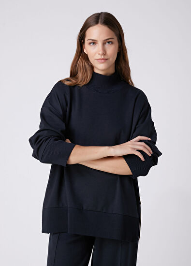 Beymen Club Teal Blue Knit Inserted Sweatshirt - 4
