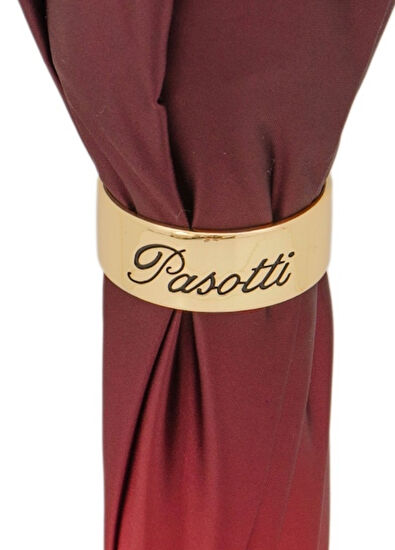 Pasotti Red Rose Pattern Brass Handle Manual Umbrella - 4