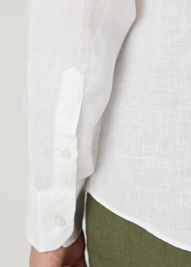 Beymen Club Comfort Fit Beyaz Keten Gömlek - 7