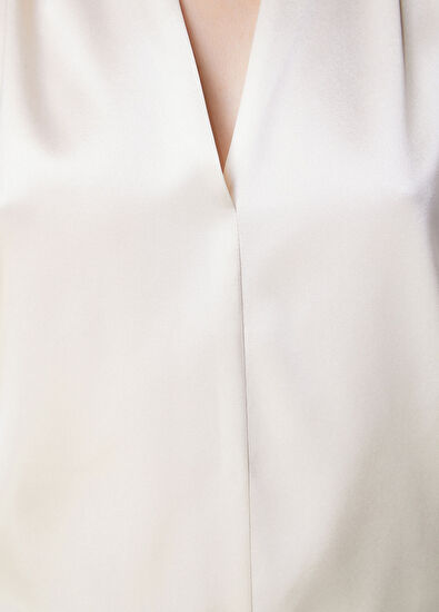 Beymen Club Cream Sleeveless Silk Blouse - 7