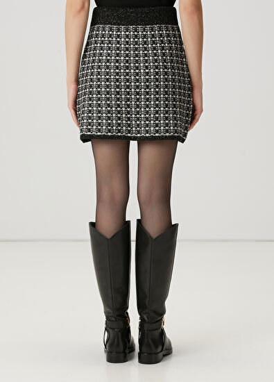 Beymen Club Siyah Beyaz Mini Yün Tweed Etek - 5