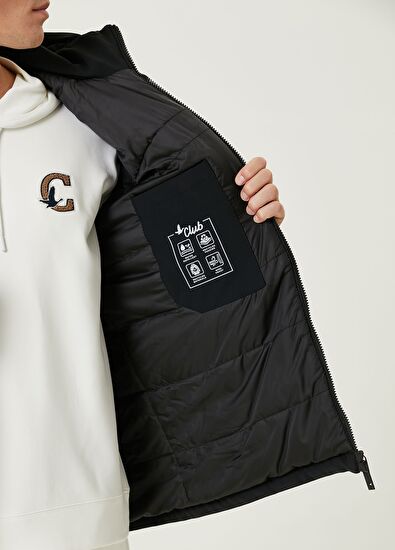 Beymen Club Black Hooded Coat with Sleeve Pocket Detail - 11