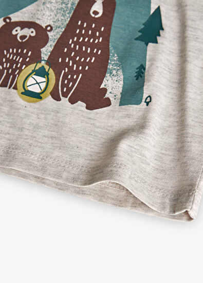 Boboli Ecru Animals Printed Long Sleeve Boys' T-Shirt - 5