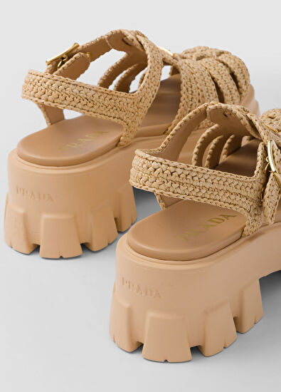 Prada Monolith Kroşe Kafes Model Sandalet - 7