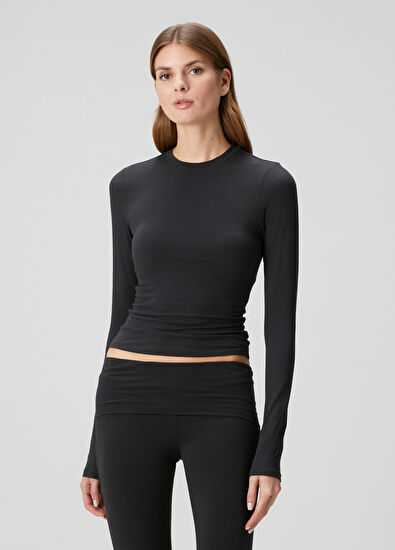 Skims Siyah Uzun T-shirt - 3