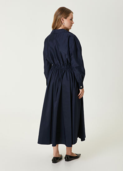 Beymen Club Lacivert Midi Tafta Elbise - 6