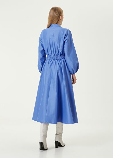 Beymen Club Mavi Midi Tafta Gömlek Elbise - 6