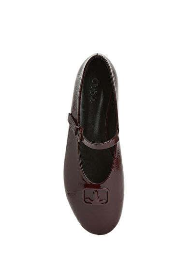 Beymen Club Mary Jane Burgundy Crinkled Patent Leather Balleri - 4