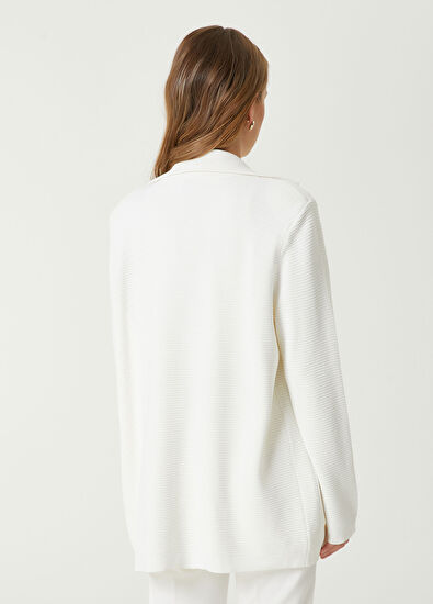 Beymen Club Off White Textured Knit Jacket - 6