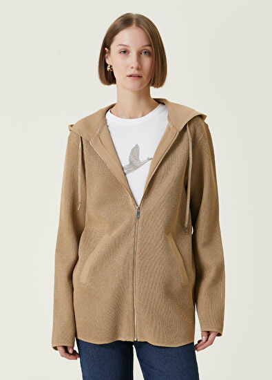 Beymen Club Beige Hooded Glitter Cardigan - 3