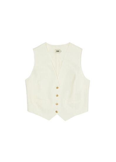 Beymen Club Kırık Beyaz Keten Yelek - 7