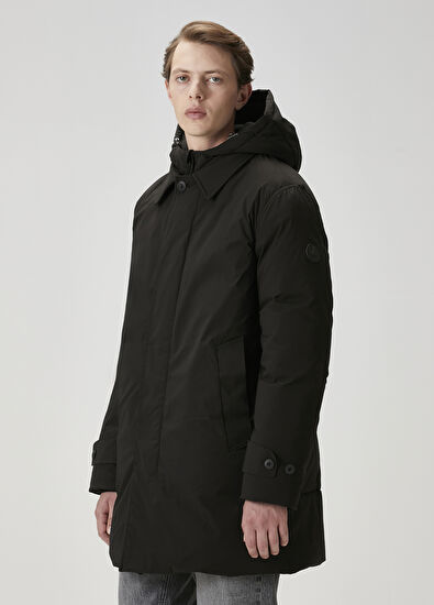 Beymen Club Siyah Kapüşonlu Kaban - 5