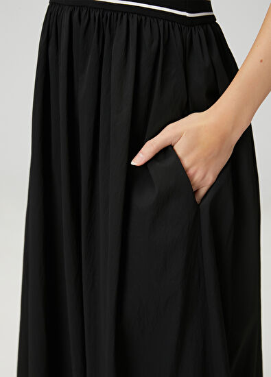 Beymen Club Siyah Çizgili Maksi Jersey Elbise - 7