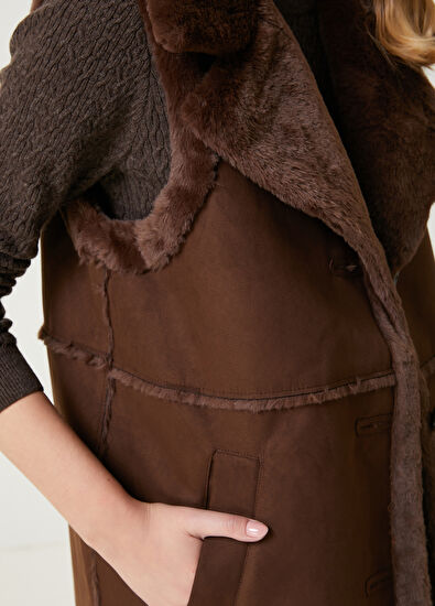Beymen Club Kahverengi İçi Suni Kürklü Yelek - 5