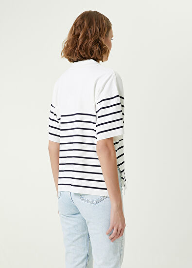 Beymen Club Navy Blue White Striped Polo Neck Sweater - 5