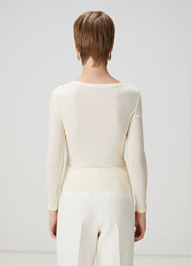 Beymen Club Ekru İnce Yün T-shirt - 4